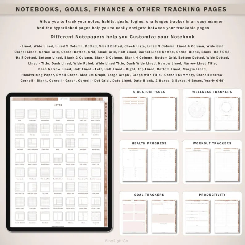 Wellness Journal, Digital Self Care Journal, Mindfulness Journal, Fitness Tracker, Meal Planner, Mental Health, GoodNotes Journal