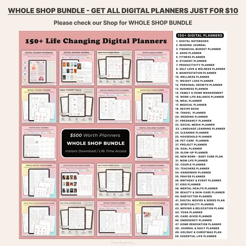 Wellness Journal, Digital Self Care Journal, Mindfulness Journal, Fitness Tracker, Meal Planner, Mental Health, GoodNotes Journal