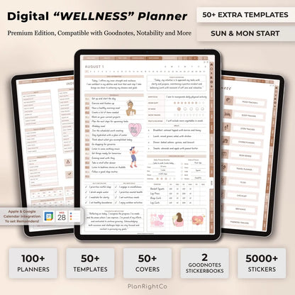 Wellness Journal, Digital Self Care Journal, Mindfulness Journal, Fitness Tracker, Meal Planner, Mental Health, GoodNotes Journal